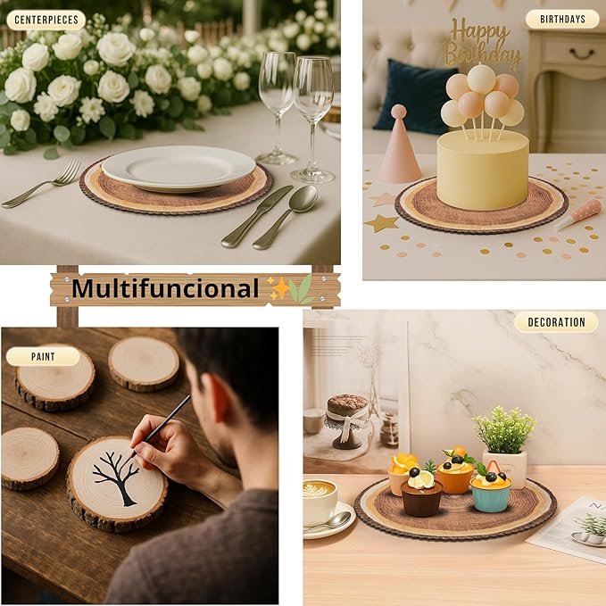 TOJTIK Cake boards 12in, set 8 Cake drum waterproof, Cake drums display board, wood slices cardboard cake rounds holder, Type of wood centerpieces for tables, Rustic cake Try, Cardboard rounds