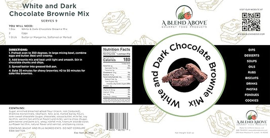 A Blend Above White and Dark Chocolate Brownie Mix, Decadent Duo: White/ Dark Chocolate Brownie Mix - Indulge in Rich, Gooey Bliss, 9 Servings, Moist and Fudgy, Easy to Bake, Premium Blend of Chocolate