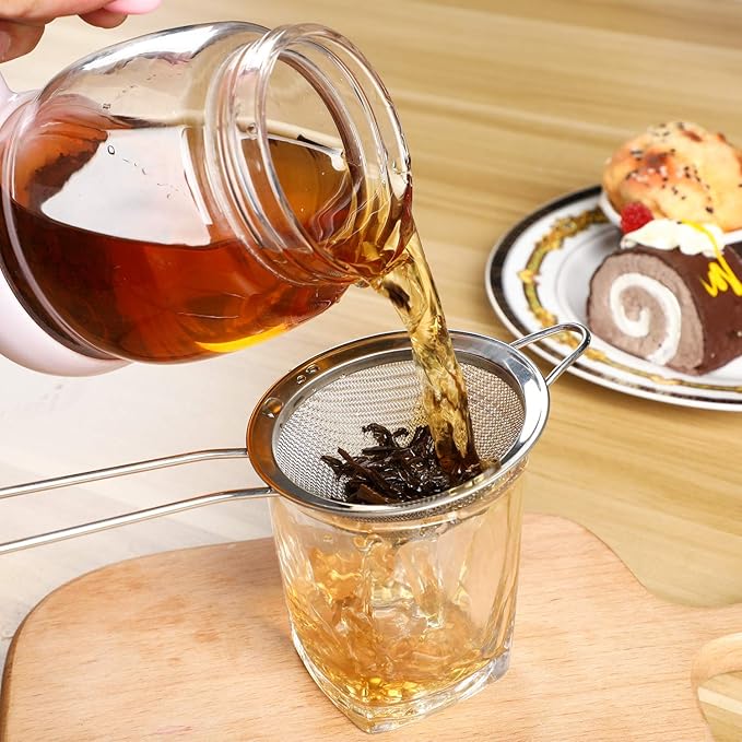 Yungyan 15 Packs Fine Mesh Small Strainer 3.3" Cocktail Strainer Stainless Steel Tea Strainers Mini Sieve Sifter for Juice, Tea Herbs, Coffee Drinks, Long Handle(Silver)