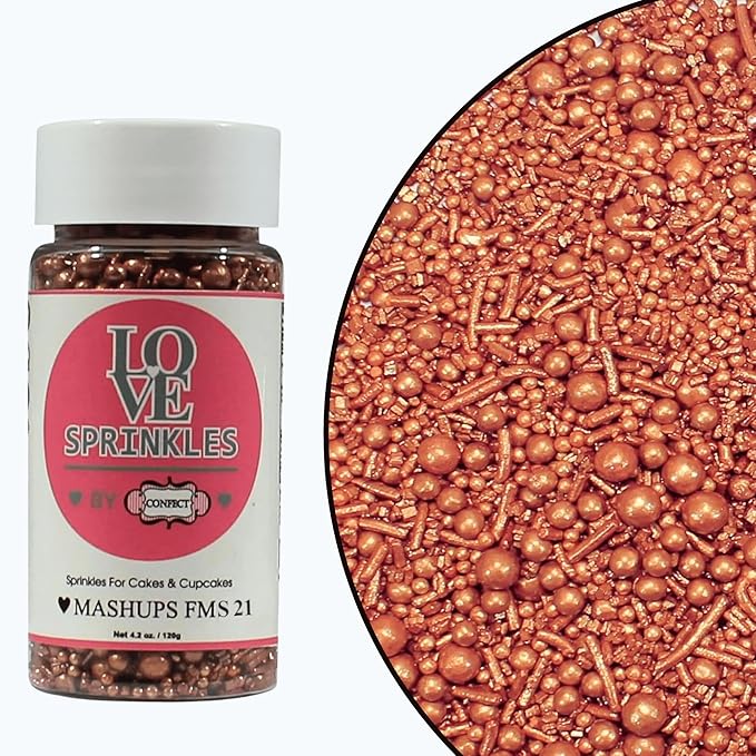 Confect Bronze Sprinkles – Edible Sprinkles for Cake, Cupcake, Cookie & Dessert Decoration | Vegan, Gluten-Free, Soy-Free, Dairy-Free, Palm Oil-Free- 4.2 Oz