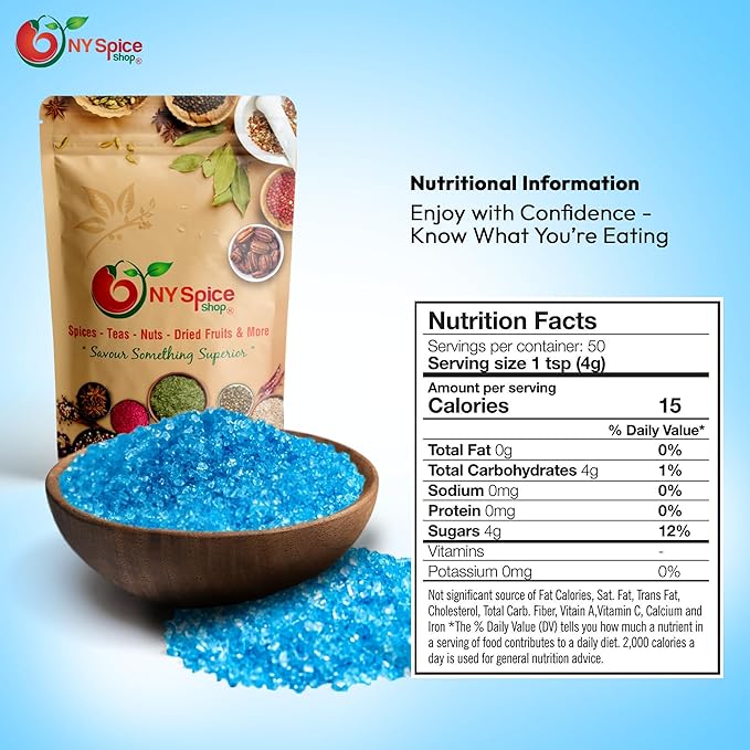 NY Spice Shop Light Blue Sanding Sugar - 8 Ounce Sweet Colorful Edible Sprinkles For Candy Dish - Sugar Sprinkles For Cake Decorating Cookies Basket & Dishes