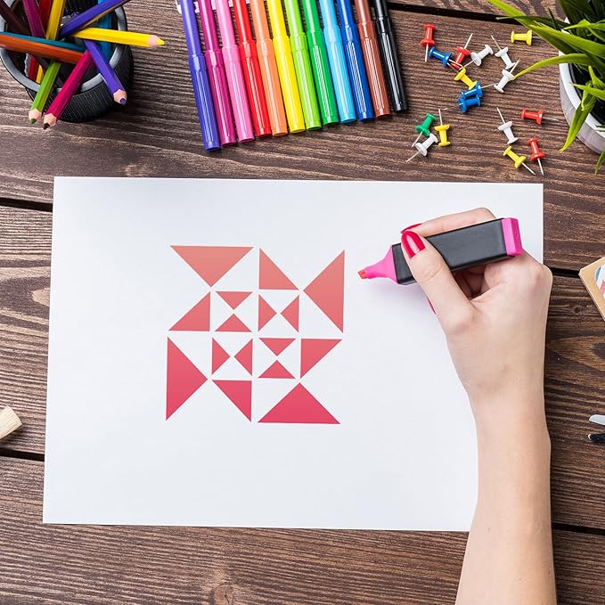 Stencils for Painting on Wood Reusable 3inch Barn Quilt Stencil for Crafts Drawing Templates for Wood Sign Fabrics Paper Card Decor