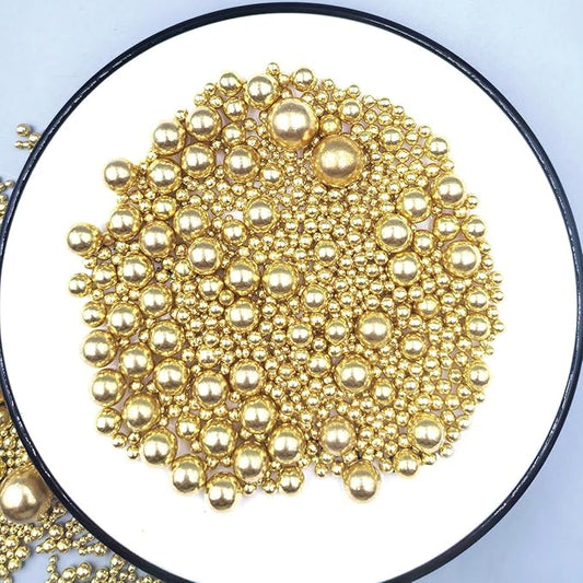 Edible Pearl Sugar Sprinkles Gold Candy Mixing Size Baking Edible Cake Decorations Cupcake Toppers Cookie Decorating Celebrations Wedding Valentines Easter Halloween Christmas Supplies 120g/ 4.23oz