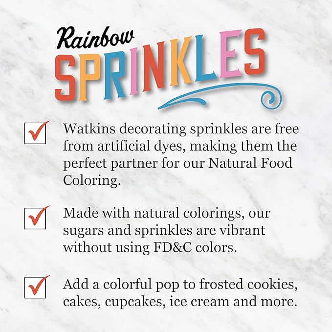 Watkins Rainbow Decorating Sprinkles, 3.4 Ounce Jar, 3-Pack