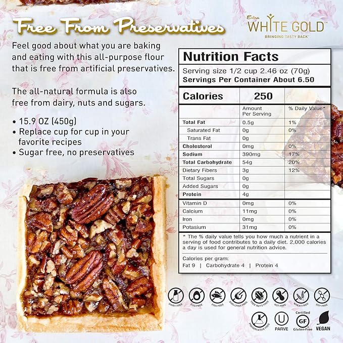 Extra White Gold All Purpose Flour - Gluten Free Flour Blend for Baking and Cooking - Kosher, Vegan, Soy Free, Nut Free, Dairy Free - 15.9 Ounces (2 Pack)