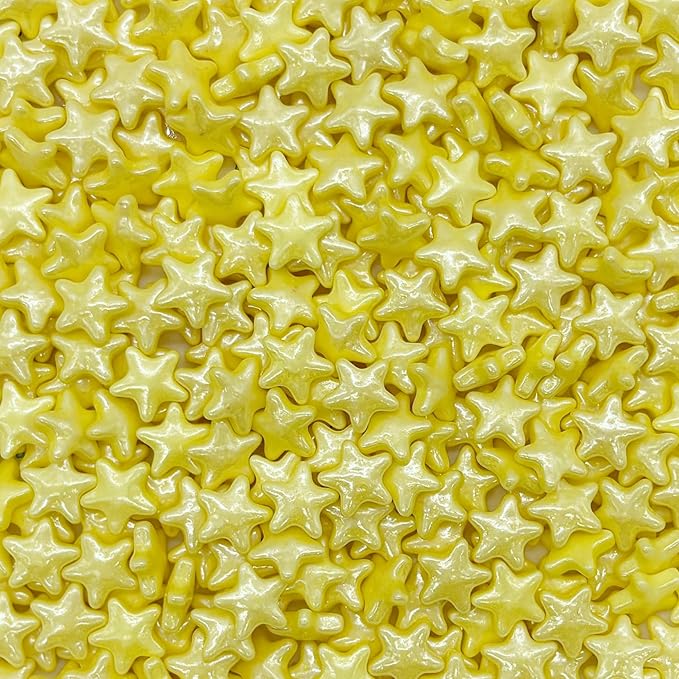 10mm Yellow Sprinkles Edible Stars Cake Decorating Stars Cake Decorations Cupcake Toppers Cookie Decorating Perfect for Cakes,Cupcakes,Desserts Toppings 3OZ