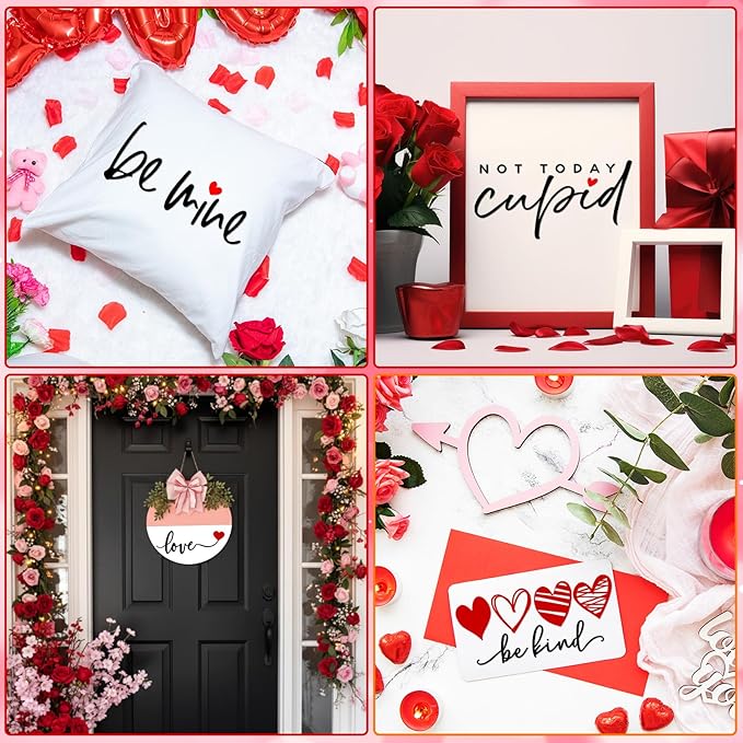 Dunzy 16 Pcs Valentine's Day Stencils for Door Mats Crafts Reusable Merry Valentine's Day Welcome Templates Large Stencil for Painting on Wood Sign Wall Doormat DIY Project