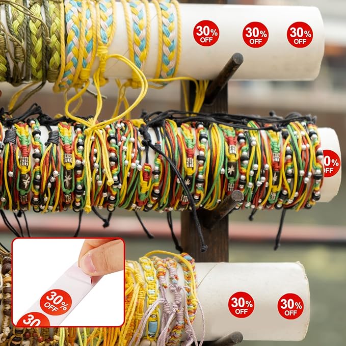 2 Rolls 30 Percent Off Discount Stickers, 1 Inch 30% Promotion Labels Round Price Markers Reduced Tags Sale Stickers for Retail Stores Supermarkets Shops (Red)