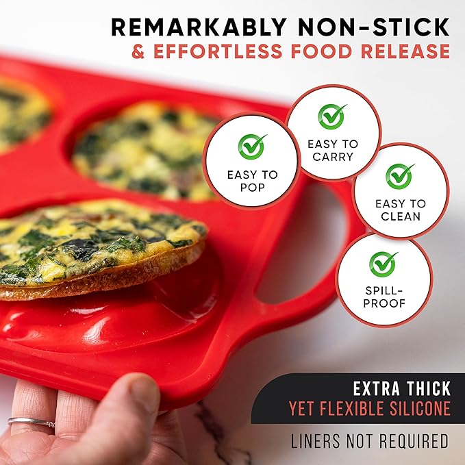 Jumbo Top Silicone Muffin Pans for Baking - Silicone Jumbo Muffin Pan 6 Cup- Cupcake Pans for Baking, Muffin Top Pans Non Stick – Easy Release, BPA-Free, Oven Safe, 4 Inch Jumbo Size Egg