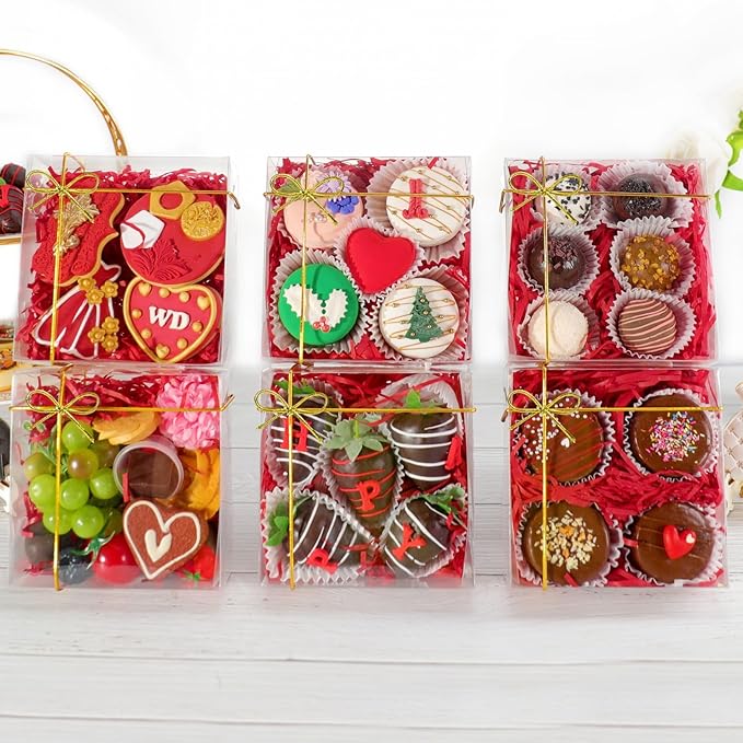 25Pack Full Clear Cookies Boxes 5x5x2Inches Bakery Boxes for Strawberries,Chocolate Bomb,Cakesickle,Mini Cake Cinnamon Roll &more