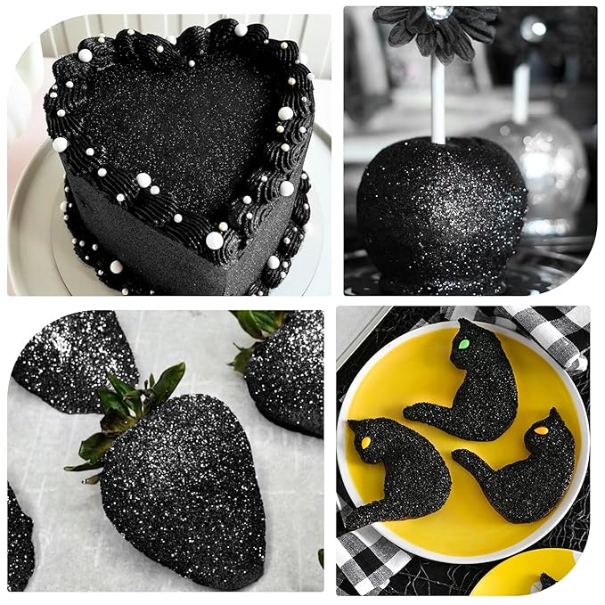 Edible Glitter Spray 22g (Black) - Metallic Food Coloring Powder, Food-Grade Glitter, Metallic Shimmer Edible Color Powder - Flash Powder for Beverages, Cocktail, Cake Decorating, Baking, Icing, Candy