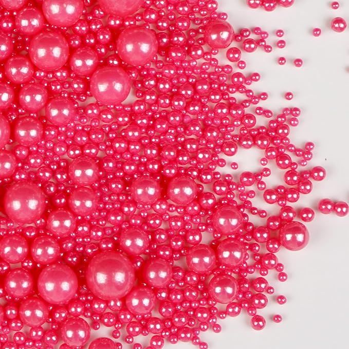 Deep Pink Pearl Sprinkles, Edible Candy Sugar Pearls, 150g/5.29oz, Pink Sprinkles for Cake Decorating, Baking Cake Decorations, Cupcakes, Foodgrade Toppers, Wedding Party Chirstmas Supplies