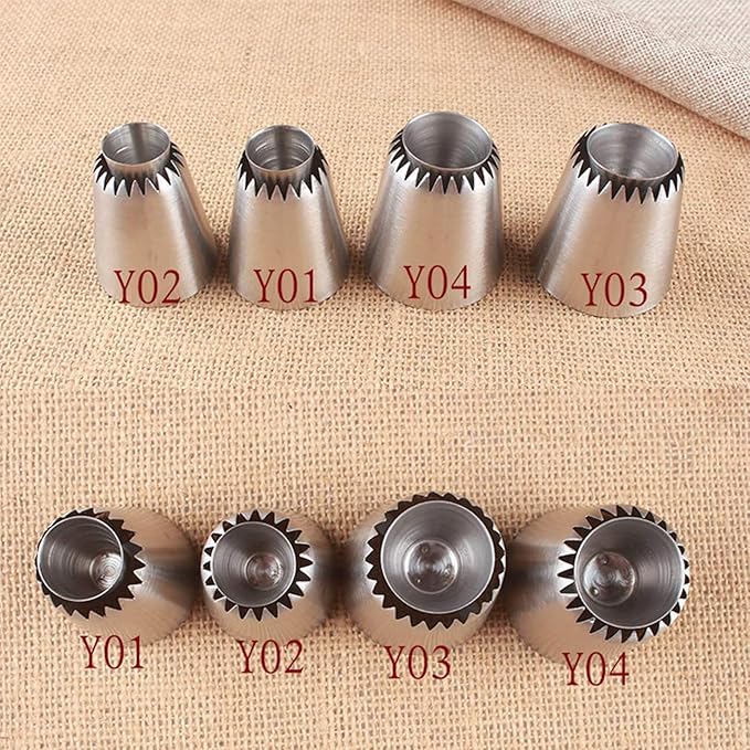 RoseFlower 4 PCS Large Piping Tips Set - Grade Stainless Steel Big Piping Nozzles Kit for Pastry Cupcakes Cakes Cookies Decorating Supplies Baking Set #1