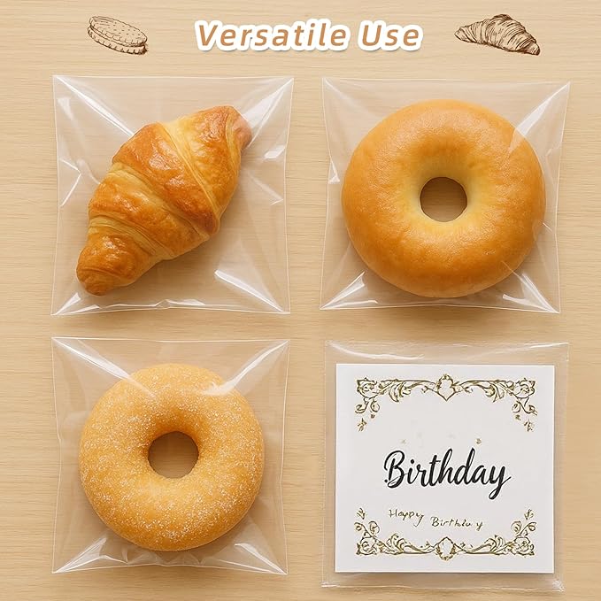 6x9 Inch Cookie Bags, 120 Pcs Clear Self Sealing Cellophane Treat Bags for Candy, Jewelry, Gift Wrapping, Party Favors, Crafts, Cookie Wrappers Self Adhesive