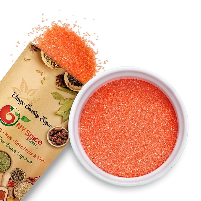 NY Spice Shop Orange Sanding Sugar - 8 Ounce Sweet Edible Sprinkles for Party Decoration, Cakes, Cupcakes, Cookies Toppings & Dessert Dishes - Colorful Sugar Sprinkles for Party Favors & Baking Treats