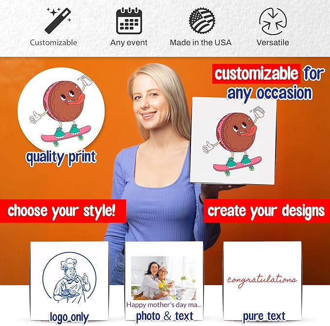 MT Products Custom Printed Bakery Boxes - 14" x 14" x 5" White Customizable Cake, Cookie and Pie Boxes with Logo - Made in the USA