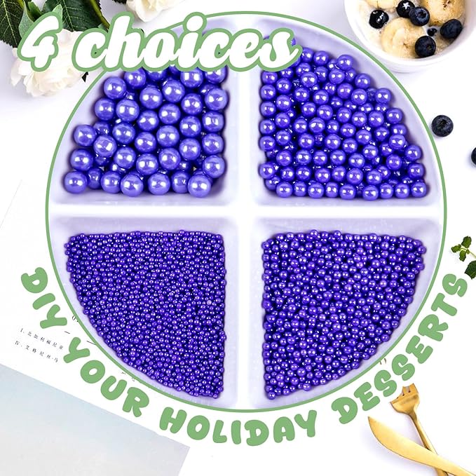 Dazzjoy Purple Edible Pearl Sprinkles, 150g/5.29oz, Purple Sprinkles for Cake Decorating, Cake Decoration & Cupcake Topper