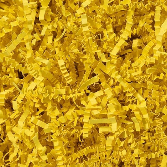 Mefleet 1 LB Crinkle Cut Paper Shred Filler Yellow Crinkle Shredded Paper for Gift Box - Gift Basket Bag Filler - Lemon Grass Cushion Stuffing for Christmas Holiday Packaging Wrapping