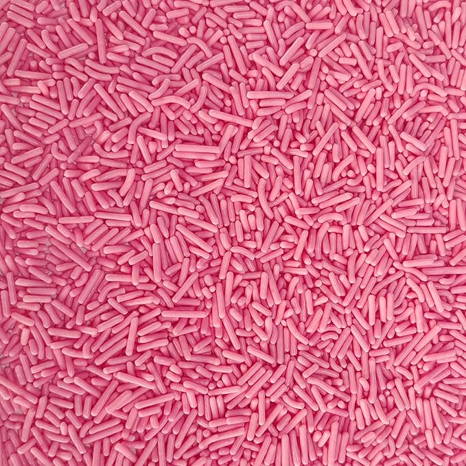 Sentovac Edible Pink Jimmies Sprinkles for Cake Decorating Baking | Cupcake Cookie and Ice Cream Toppers Cake Decorations| Celebrations Wedding Shower Party Chirstmas Supplies 78g/2.75oz