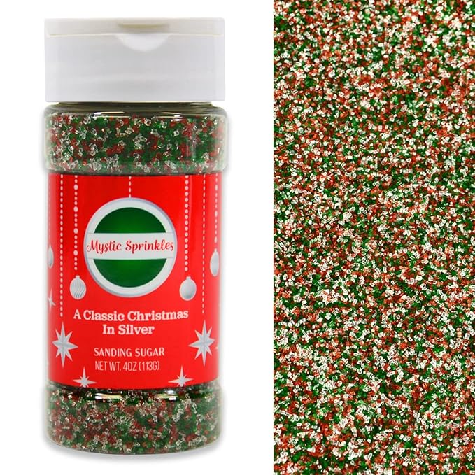 Mystic Sprinkles Christmas Holiday Sprinkle Mixes (A Classic Christmas In Silver Sanding Sugar 4oz)