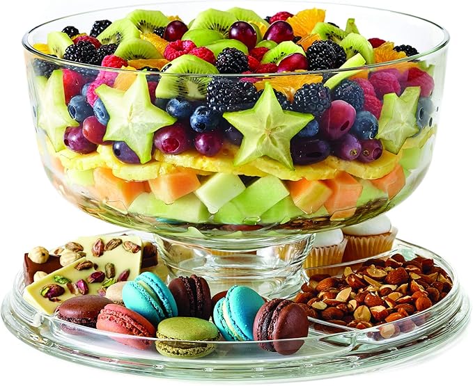 Royalty Art Cake Stand with Dome, 6-in-1 Multifunctional Glass Serving Platter for Cakes, Desserts, Fruits, Snacks, Pastries, Appetizers - Elegant Pedestal Display, Durable Italian-Made Glass - Made in Italy