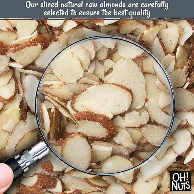 Oh! Nuts Almonds Natural Sliced - Raw - 100% Natural - 2 lb - High-Protein Almond Slices - Packed in New York Zip-Seal Bag for Exceptional Freshness