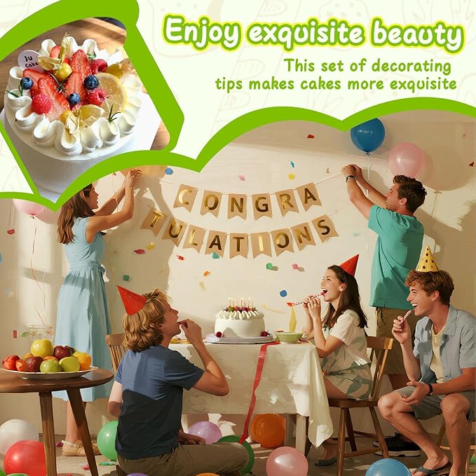 Suuker 3 Pieces V-shaped Piping Tips Set,Cake Decorating Tips, Frosting Icing Tips for Cupcakes, Cake, Cookie and Decorating（580 686 580S）