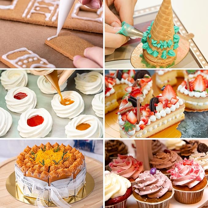 18.5 Inch Disposable Piping Bags 200PCS Tipless Piping Bags Anti-Burst Pastry Bags Cake Decorating Bag Plastic Icing Bags for Cake, Cream Frosting and Cookie Decoration Supplies