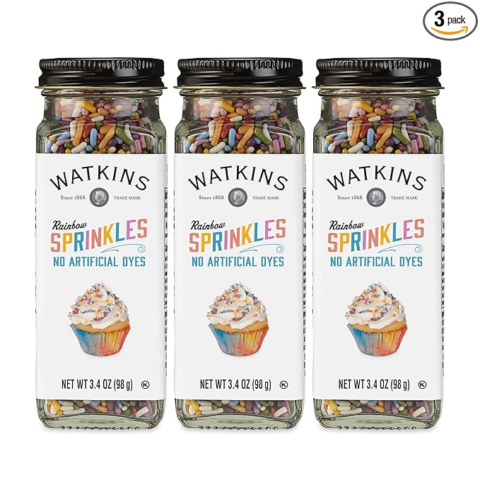 Watkins Rainbow Decorating Sprinkles, 3.4 Ounce Jar, 3-Pack