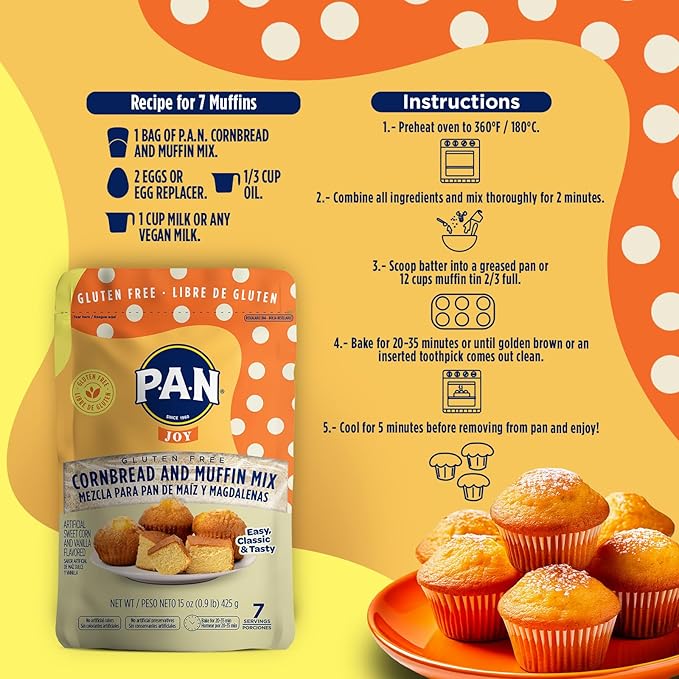 P.A.N Cornbread and Muffin Mix – Gluten Free Baking Mix 0.9 lb. (6 Pack)