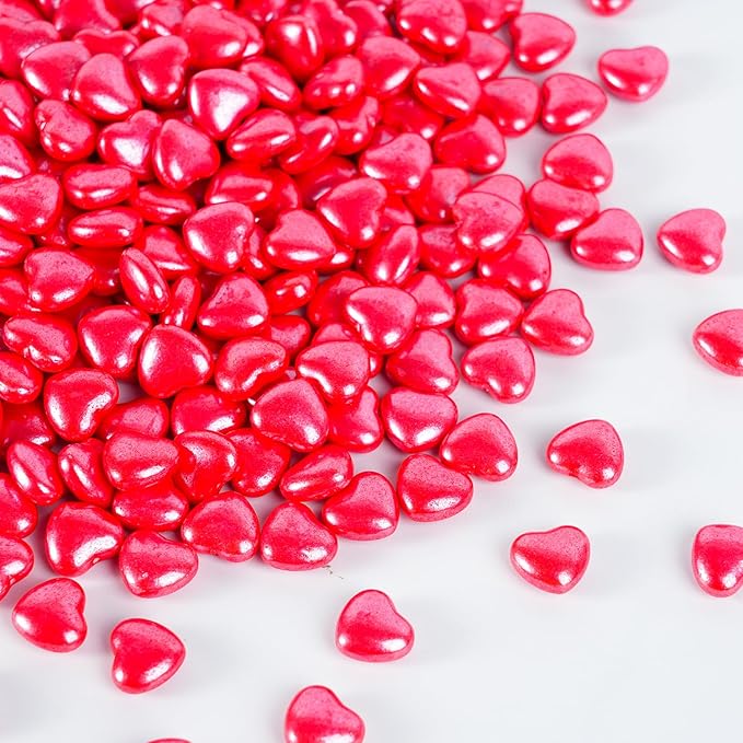 Red Heart Sprinkles for Cake Decorating 4.23 oz Edible Red Hearts Sugar Candy Sprinkles for Cookies Chocolate Ice Cream Cupcake Topper Perfect for Wedding Valentine’s Day, Wedding, Christmas & Holiday