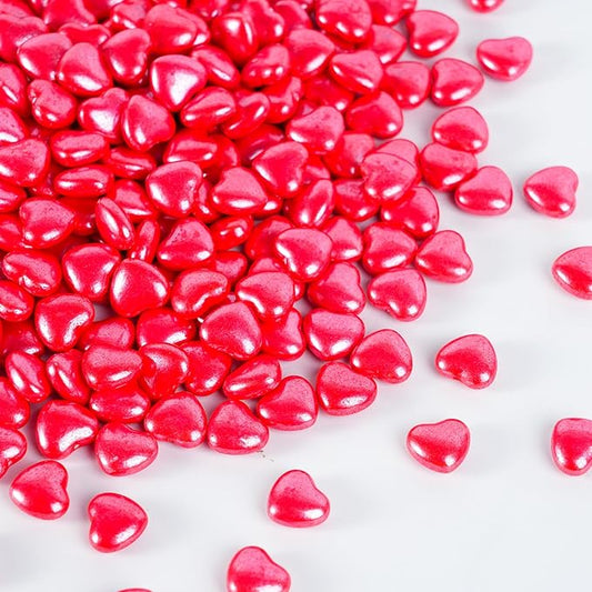 Red Heart Sprinkles for Cake Decorating 4.23 oz Edible Red Hearts Sugar Candy Sprinkles for Cookies Chocolate Ice Cream Cupcake Topper Perfect for Wedding Valentine’s Day, Wedding, Christmas & Holiday