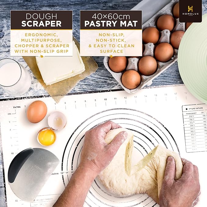 Sourdough Starter Kit, 14pcs Bread Making Kit & Sourdough Bread Baking Supplies Kit, Banneton Basket Kit for Sourdough Proofing with Bread Baking bowl for Artisan Breads (Green) by HOMELUX THEORY