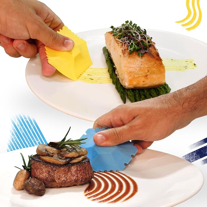 Chef Plating Tools Culinary Set - 2 Silicone Wedges with 12 Patterns - Professional Chef Tools for Food Plating, Pastry Art, and Chef Gifts