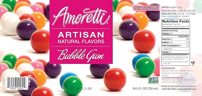 Amoretti - Natural Bubble Gum Artisan Flavor Paste, 8 oz, Perfect For Ice Cream, Beverages, Cakes, and more, Preservative Free, Vegan, Gluten Free, No Artificial Sweeteners, Highly Concentrated