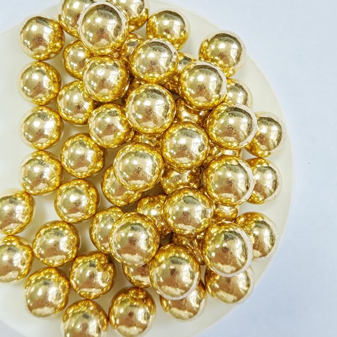 PhilaeEC Gold Peals 14mm Size Sprinkles for Cake Decoration Edible Candy Baking Cookie Cupcake Toppers Wedding Party Valentines Halloween Christmas Supplies 3.88oz