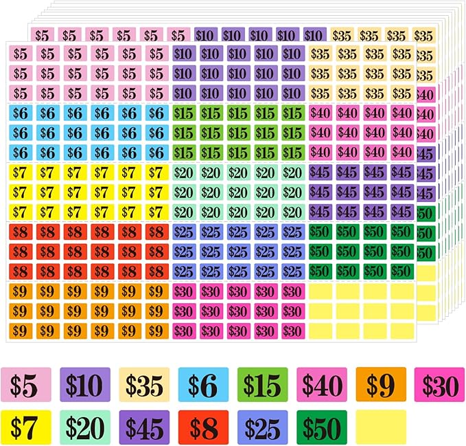 Starboling Garage Sale Stickers, 4050 Pcs 1/2" X 3/4" Yard Sale Price Labels, Rectangular Preprinted Price Labels for Flea Market