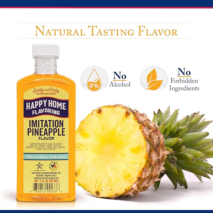 Happy Home Imitation Pineapple Flavoring, Certified Kosher, 7 oz.