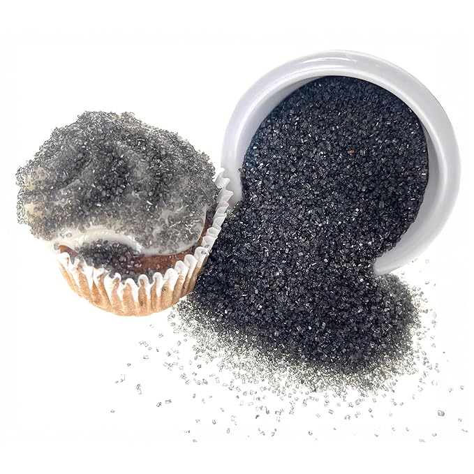 Ultimate Baker - Sanding Sugar, Black - Vibrant, Naturally Colored Baking & Decorating Sugar, Perfect for Sprinkling on Cakes, Desserts & Confections, Medium Crystal - 4oz