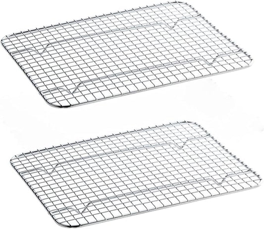 TrueCraftware- 8"x 10" Half Size Rectangular Wire Pan Grate Chrome-Plated Set of 2-Fits Half Size Sheet Pan Cookie Pans Cooling Rack Baking Sheet Grate Cake Rack for Pies Cookies Pastries Cakes