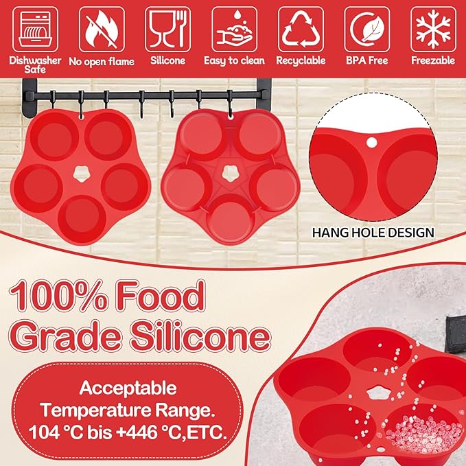 2 Pieces Silicone Air Fryer Muffin Pan Round Egg Bite Mold for Oven Baking,Mini Muffin Tins Cups Cake Tray for Air Fryer Liners Basket Instant Pot Accessories Baking Muffin Pancake