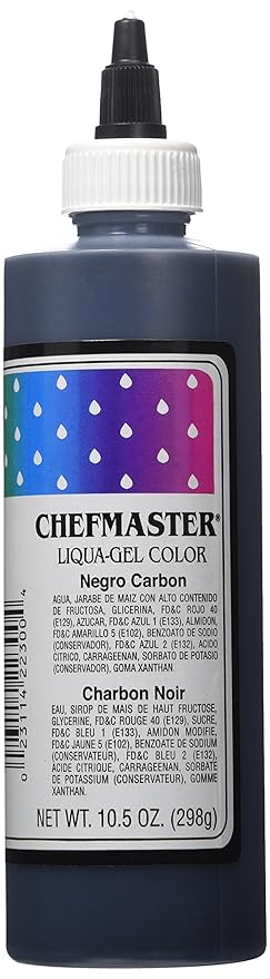 Chefmaster Coal Black Liqua -Gel Food Coloring | Vibrant Color | Professional-Grade Dye for Icing, Frosting, Fondant | Fade-Resistant | 10.5 oz