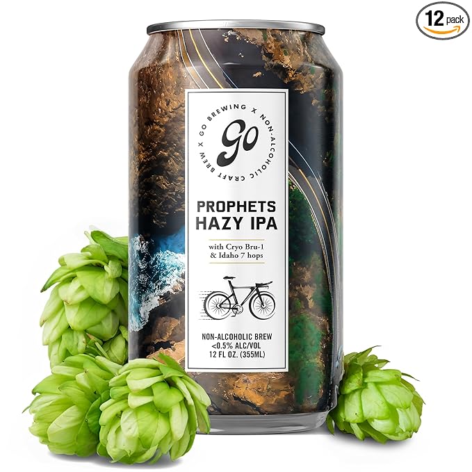 Go Brewing - Prophets Hazy IPA - Non-Alcoholic Craft Beer - Small Batch, Low-Calorie Brew - Smooth, Creamy, and Fruity Flavor Profile - Bold and Smooth Finish - Ideal for Any Occasion (12 Oz, 12 Cans)