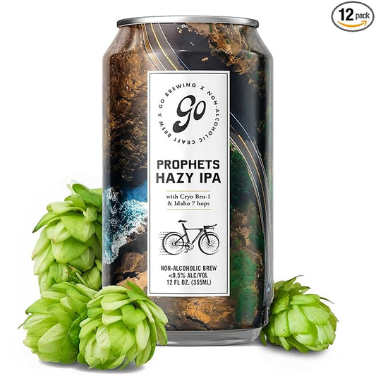 Go Brewing - Prophets Hazy IPA - Non-Alcoholic Craft Beer - Small Batch, Low-Calorie Brew - Smooth, Creamy, and Fruity Flavor Profile - Bold and Smooth Finish - Ideal for Any Occasion (12 Oz, 12 Cans)