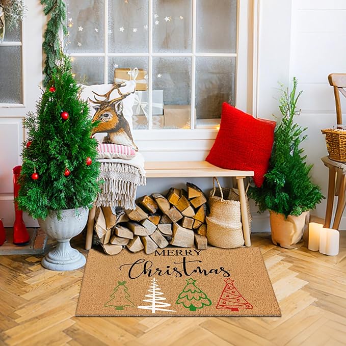 Dunzy 16 Pcs Christmas Stencils for Door Mats Crafts Reusable Merry Christmas Welcome Templates Large Stencil for Painting on Wood Sign Wall Doormat DIY Project