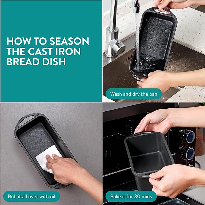 Navaris Cast Iron Bread Loaf Tin, 26cm, Black - Even Heat Distribution & Retention - Enameled Non-Stick Baking Pan - Cake and Bread Tins for Roasting, Oven Cooking & Grilling