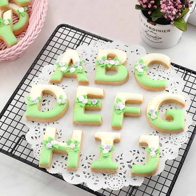 Alphabet Letter Cookie Cutters Shapes Large 3 Inch - 26 Pcs Stainless Steel Cookie Cutter Set Fondant Biscuit Fruit Dough Mold Tools for Birthday, Christmas, New Year and Holiday Party Decorations