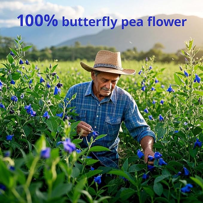 Butterfly Pea Flower Powder 4oz | Natural Blue Food Coloring for Drinks, Baking, Smoothies | Vegan, Non-GMO, Gluten-Free, No Additives