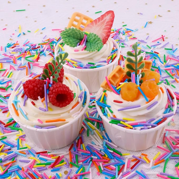 LEBERY Rainbow Jimmies Sprinkles Crunchy Jimmies Blue White Red Purple Sprinkles Colorful Pastel Jimmy Sprinkle Edible Blue White Sprinkle for Cake Baking Ice Cream Toppings Decorating 110g /3.88 Oz