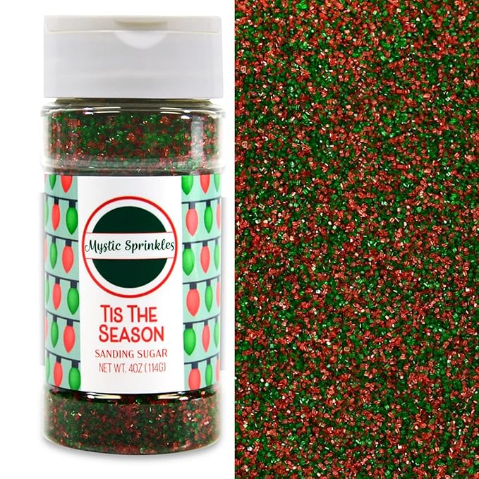Mystic Sprinkles Christmas Holiday Sprinkle Mixes (Tis The Season Sanding Sugar 4oz)